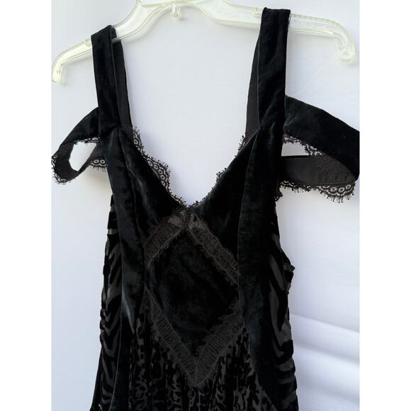 Vintage Roberto Cavalli Black Y2K Devoré Velvet Animal Print Lace Slip Dress - Picture 2 of 13